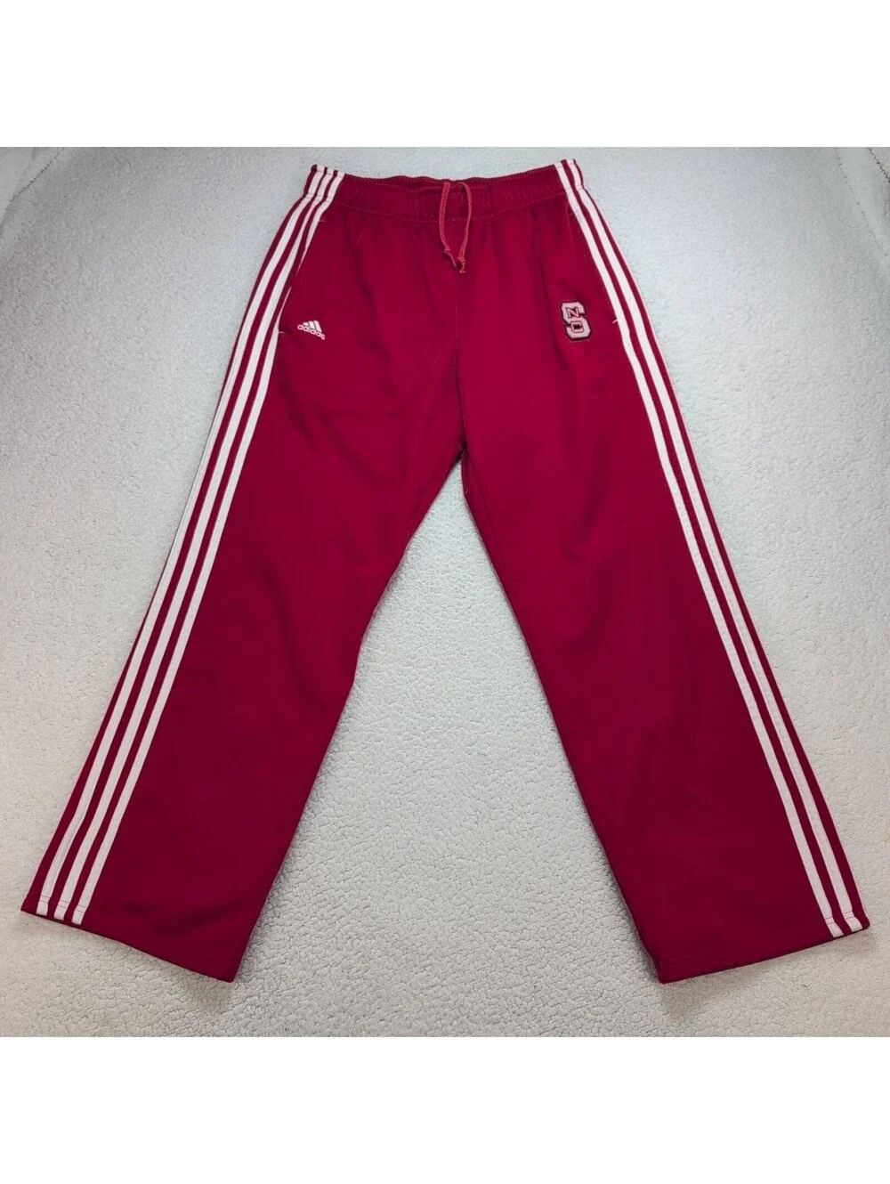 Adidas NC State Wolfpack Track Pants Men's Large Red White 3 Stripe Athletic Jog